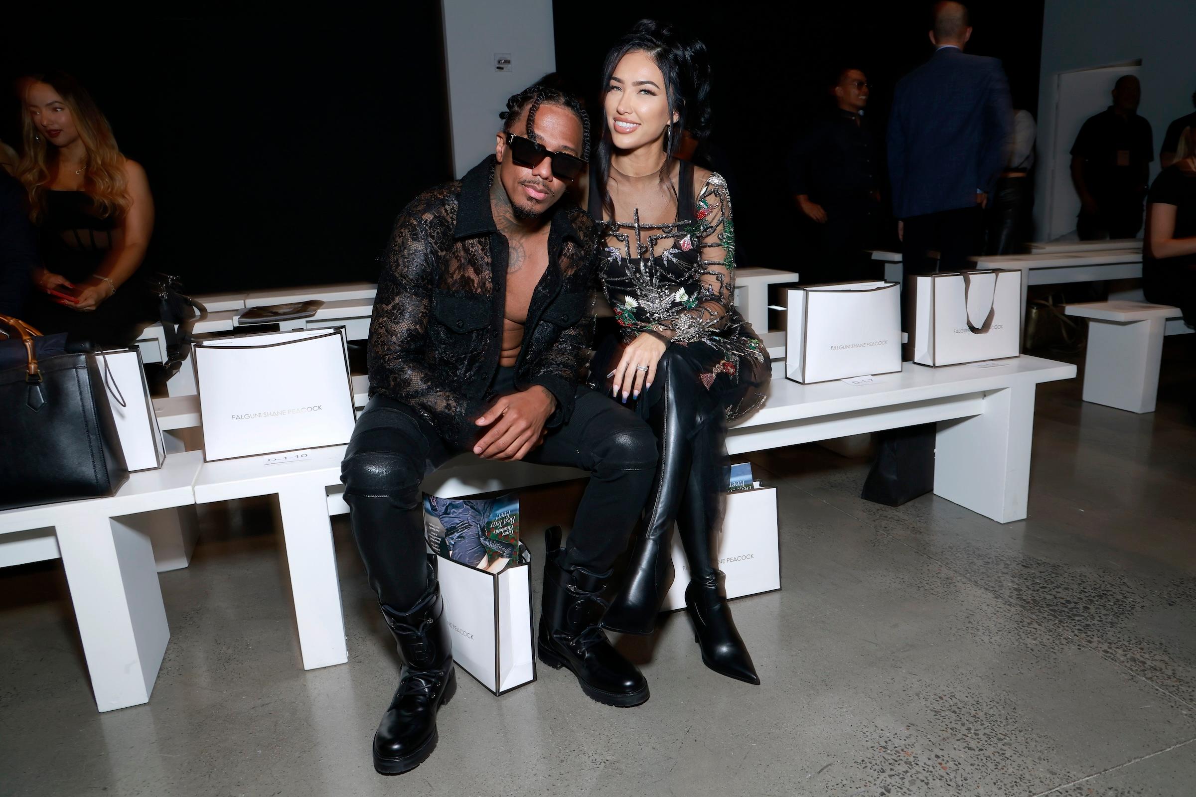 Nick Cannon and Bre Tiesi at the Falguni Shane Peacock fashion show in September 2023