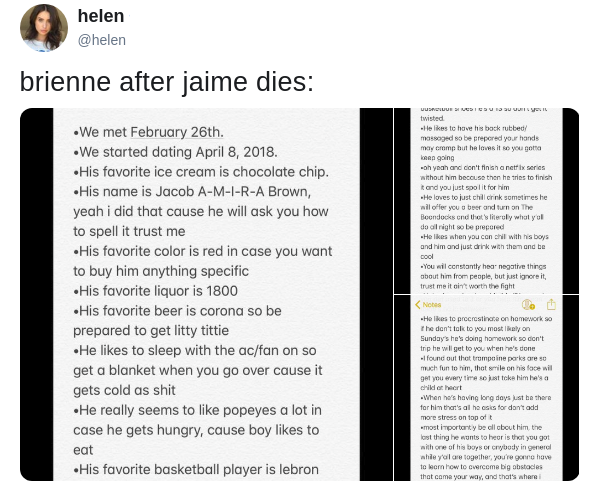 brienne jaime writes