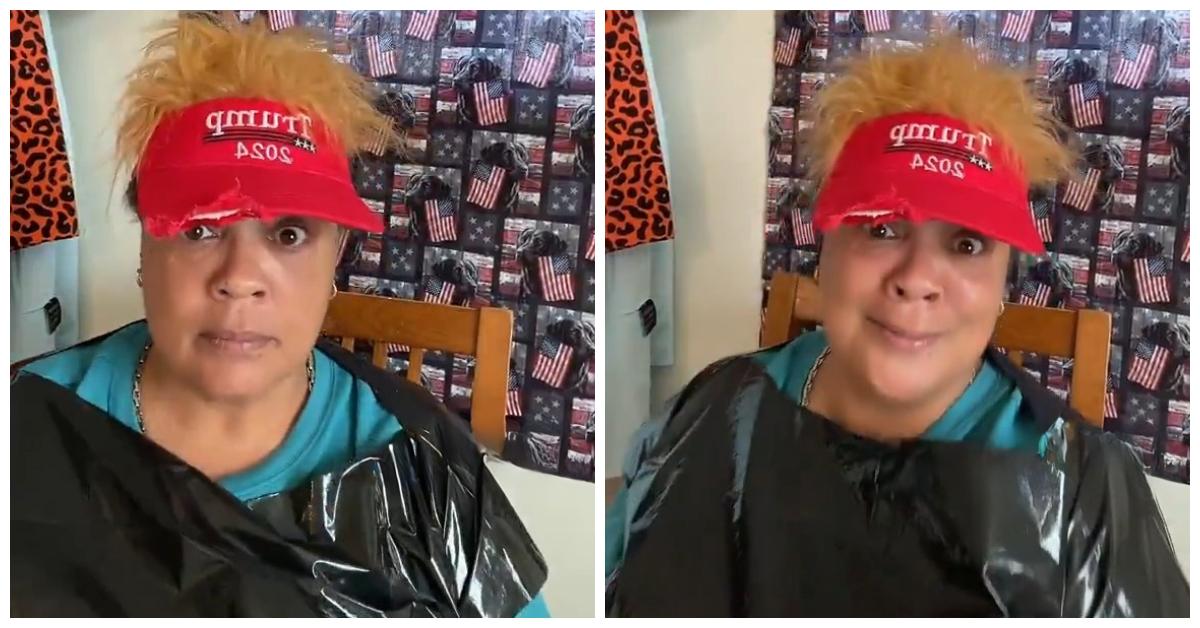 TikTok user @myesha415newton voted for Trump while wearing a trash bag.