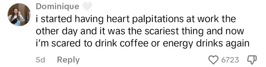 TikTok comment about caffeine intake