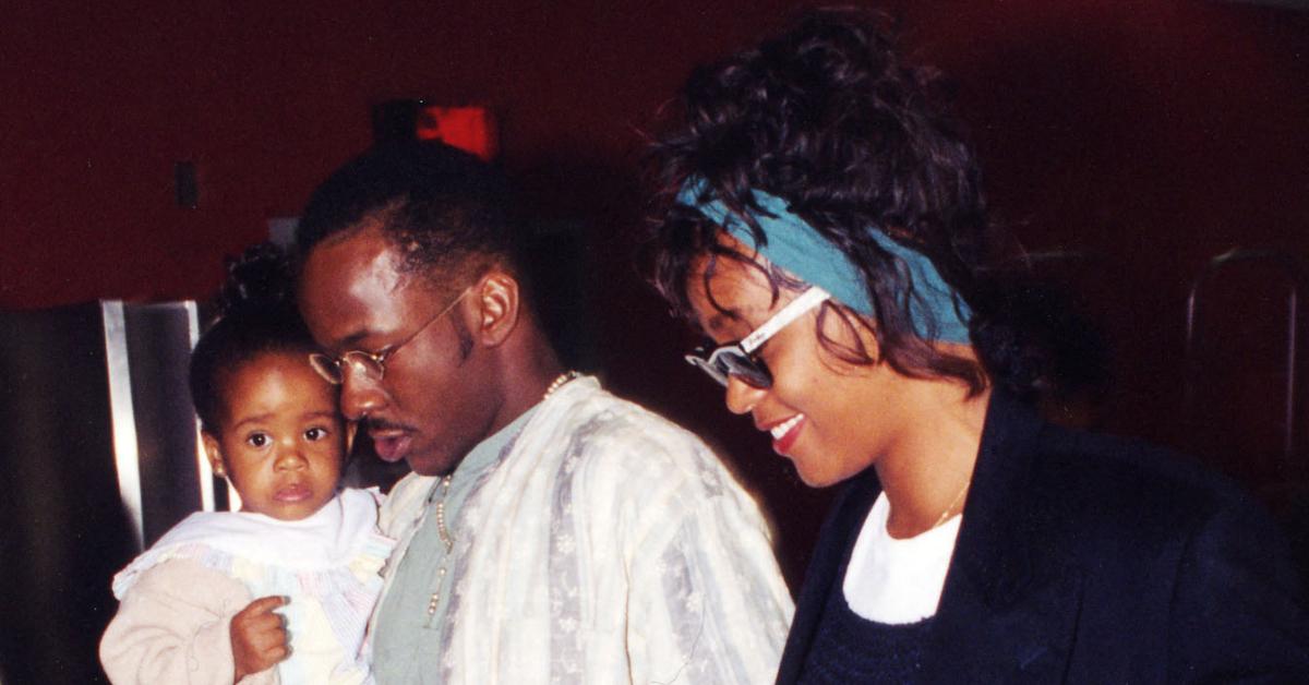 Whitney Houston, Bobby Brown, and Bobbi Kristina at LAX in 1995.