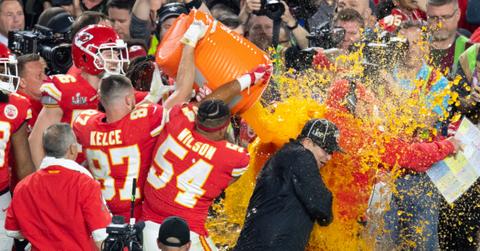 Andy Reid getting a Gatorade Shower