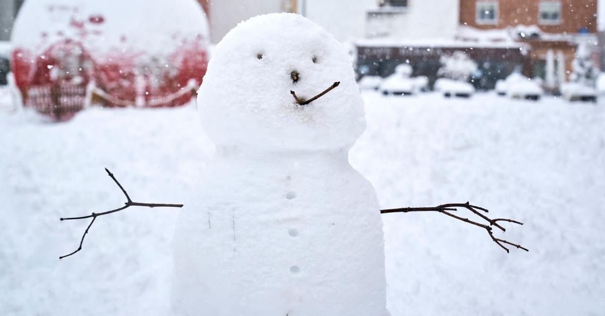 A snowman pictured in front of the church of Our Lady of the Asuncion in Spain in January 2021.