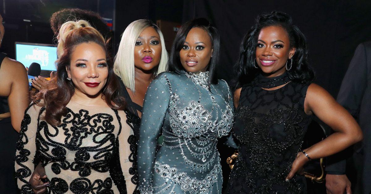 (l-r): Tiny Harris, LaTocha Scott, Tamika Scott, and Kandi Burruss at the BET Awards.