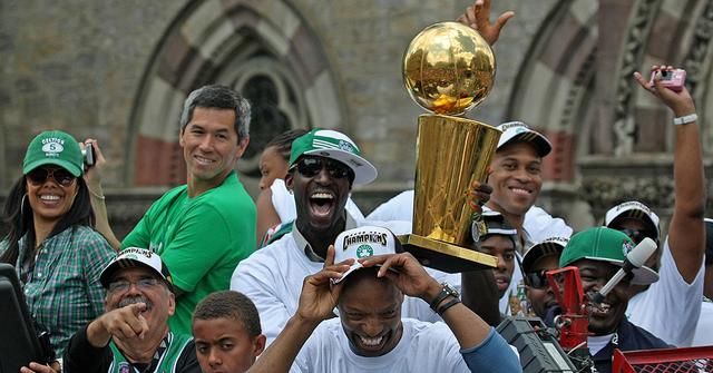 The Celtics celebrating following their 2008 championship.