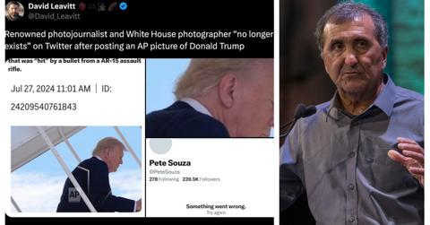 Tweet about Pete Souza's Twitter/X account being deactivated after his post about Trump's ear