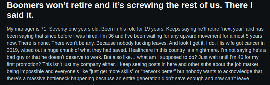 Employee Blames Lack of Promotion On Elderly Co-Worker