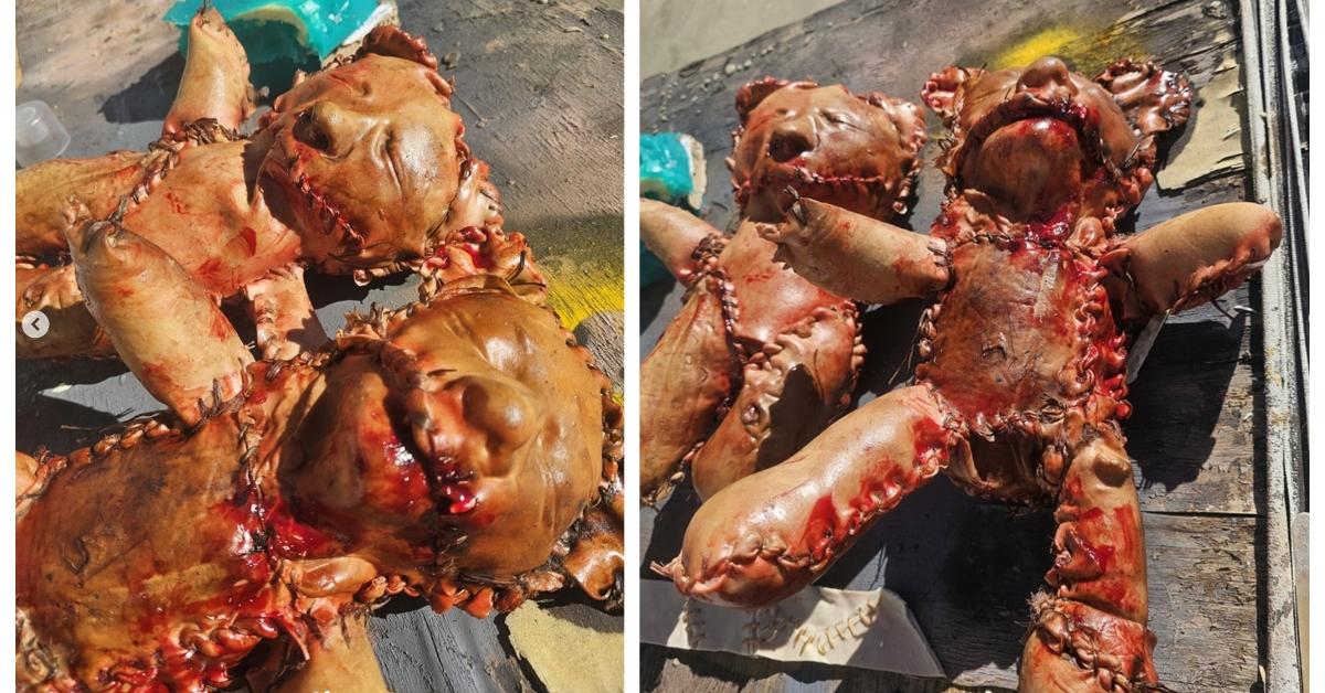 Latex human skin teddy bears made by Robert Kelly of Dark Seed Creations