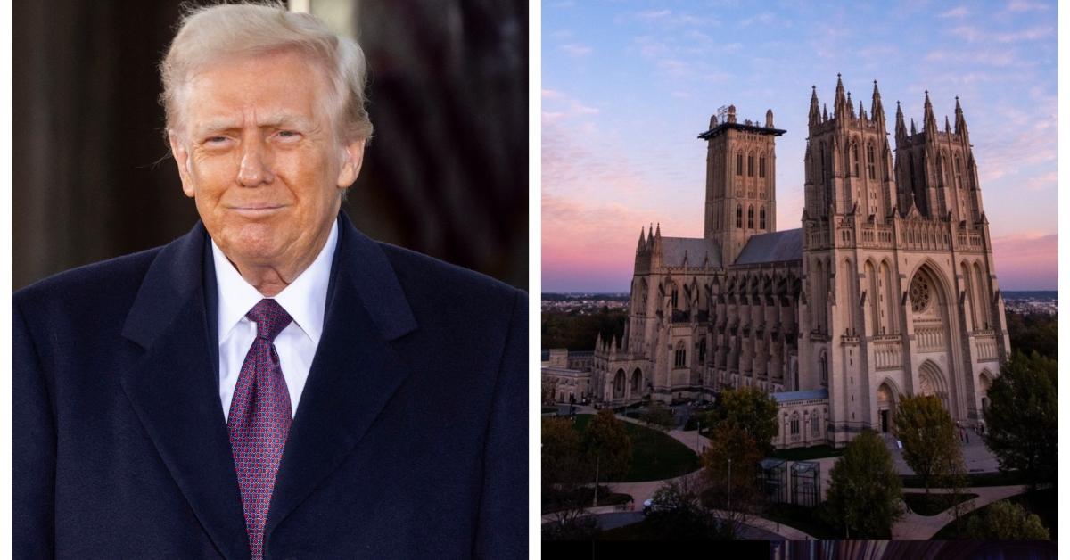 (L-R): President Donald Trump; Washington National Cathedral