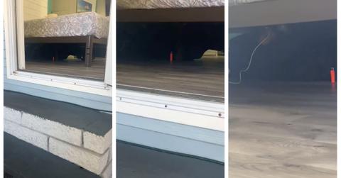 TikTok of man hiding under Airbnb bed