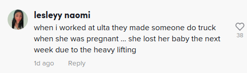 ulta employee pregnant working