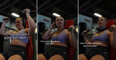 A woman has to deal with an impatient gym goer
