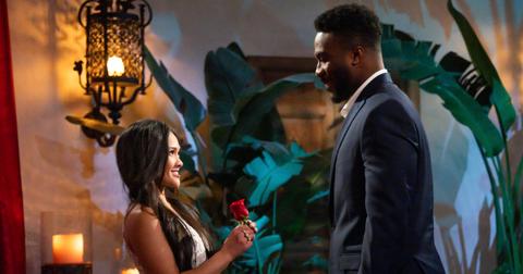 Jenn Tran offers Dylan a rose during the first rose ceremony of 'The Bachelorette 21.'