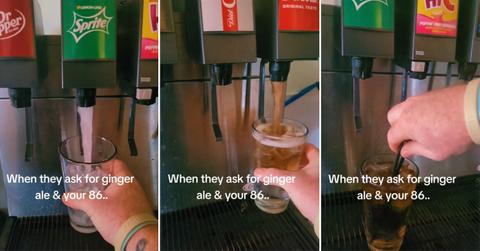 A server shows ginger ale trick