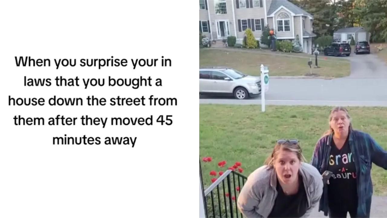 A family moved in down the street from their in-laws and surprised them