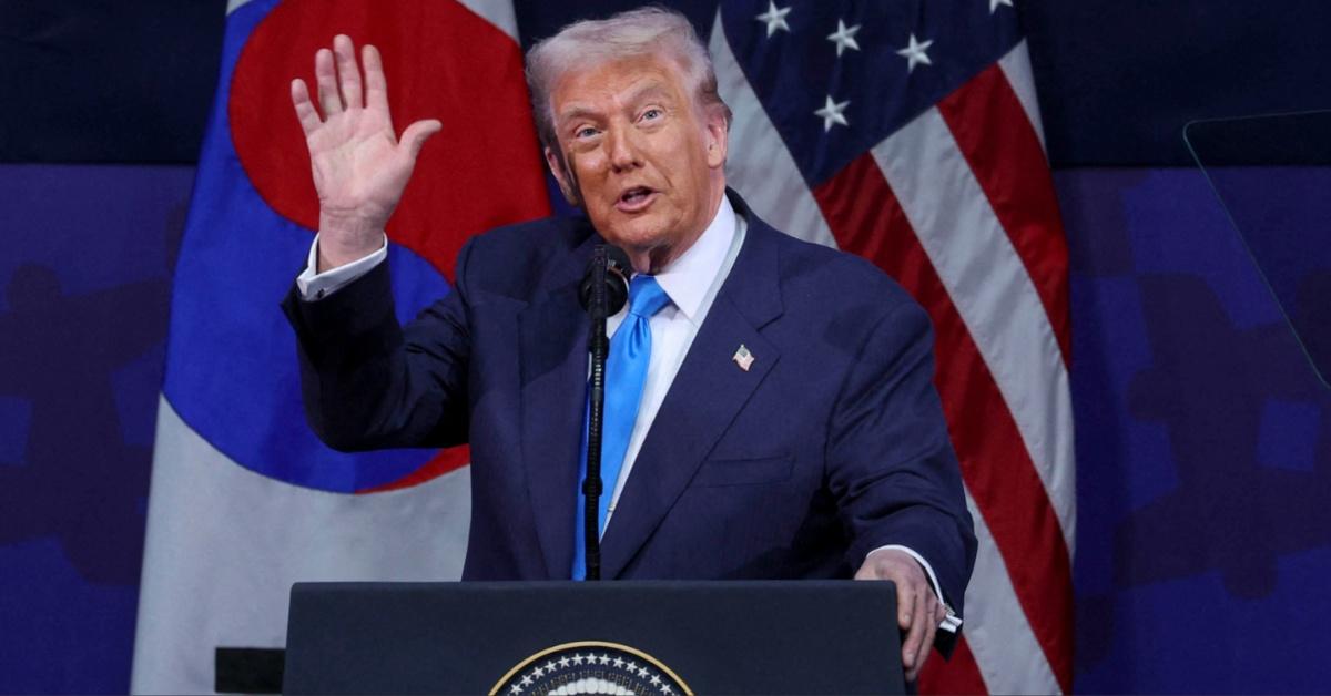 Donald Trump attends the APEC CEO Summit in Gyeongju, South Korea.