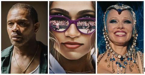 Clarence Maclin in 'Sing Sing'; Official poster for 'Challengers'; Pamela Anderson in 'The Last Showgirl.'