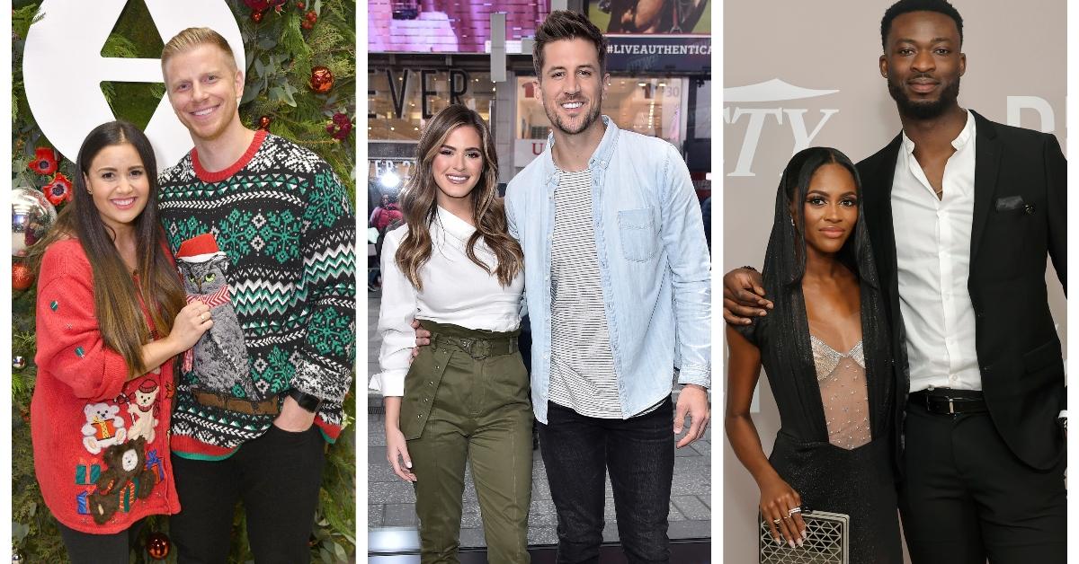 Sean and Catherine Lowe; JoJo Fletcher and Jordan Rodgers; Charity Lawson and Dotun Olubeko - Bachelor and Bachelorette couples who are still together