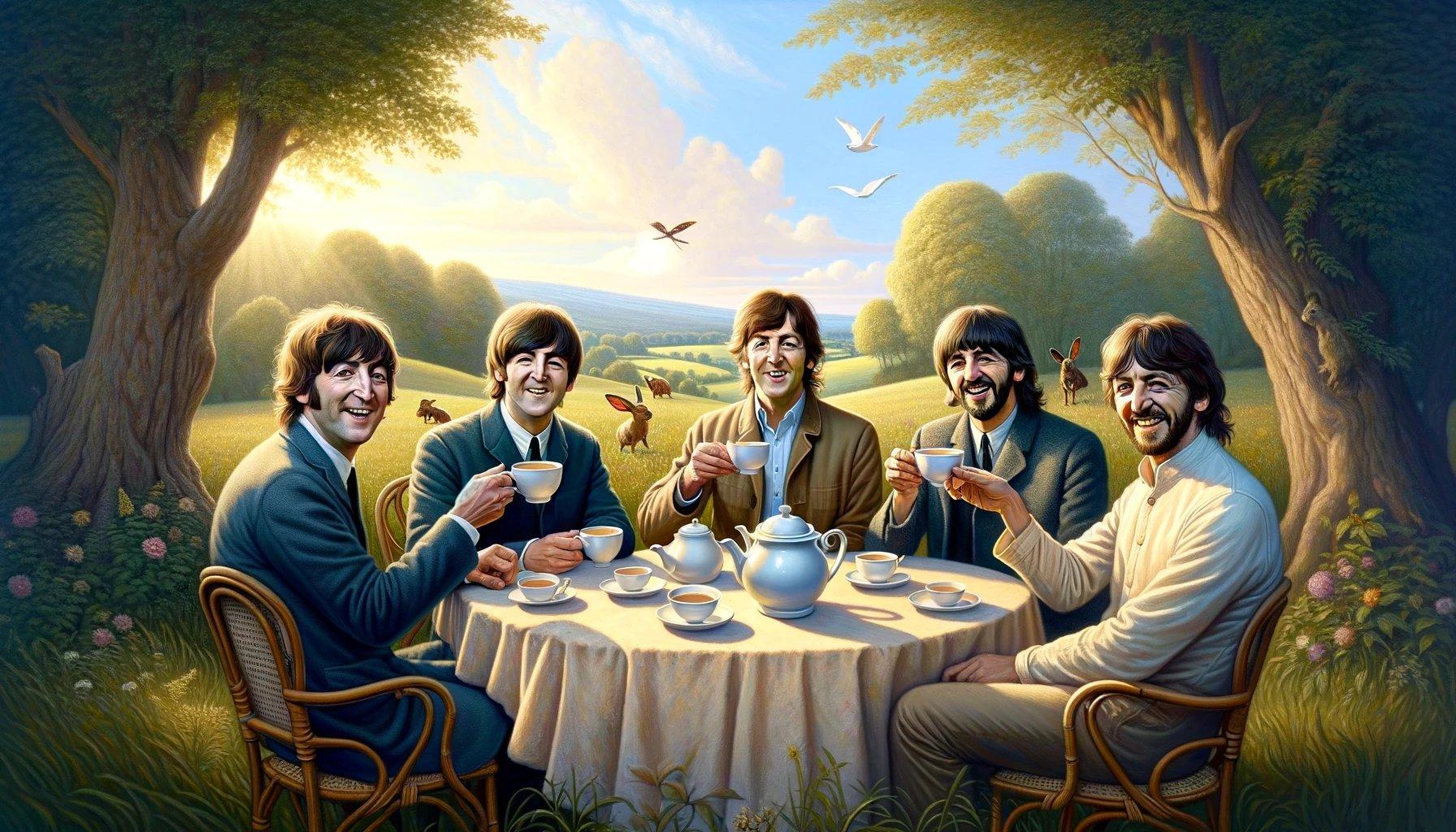 Beatles drinking the platonic ideal of a cup of tea