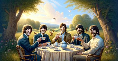Beatles drinking the platonic ideal of a cup of tea