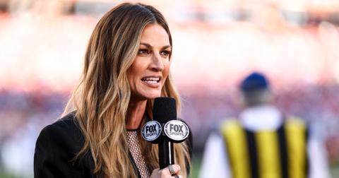 Erin Andrews reports from the sidelines prior to the NFC Championship game between the 49ers and Lions at Levi's Stadium on Jan. 28, 2024.
