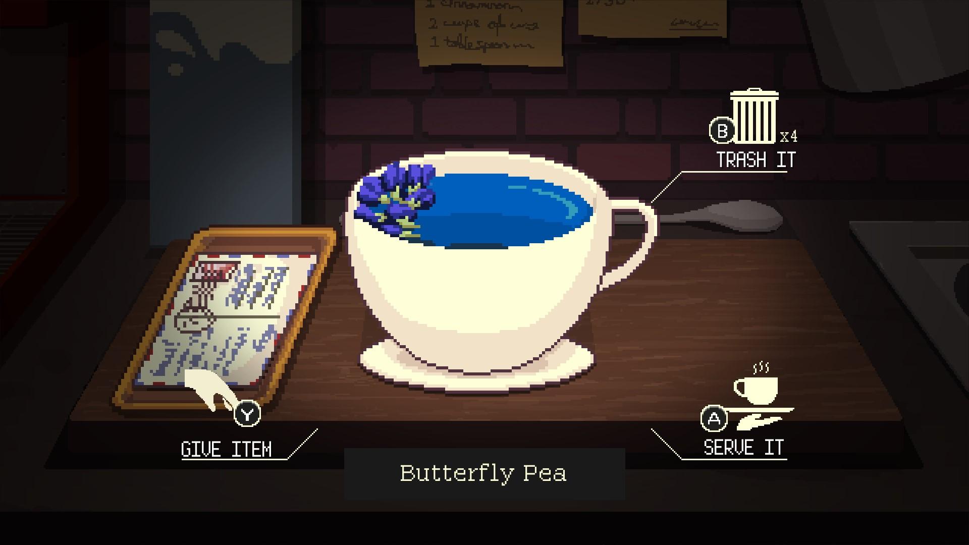 'Coffee Talk Episode 2: Hibiscus & Butterfly' A Butterfly Pea tea made for a customer in the shop.