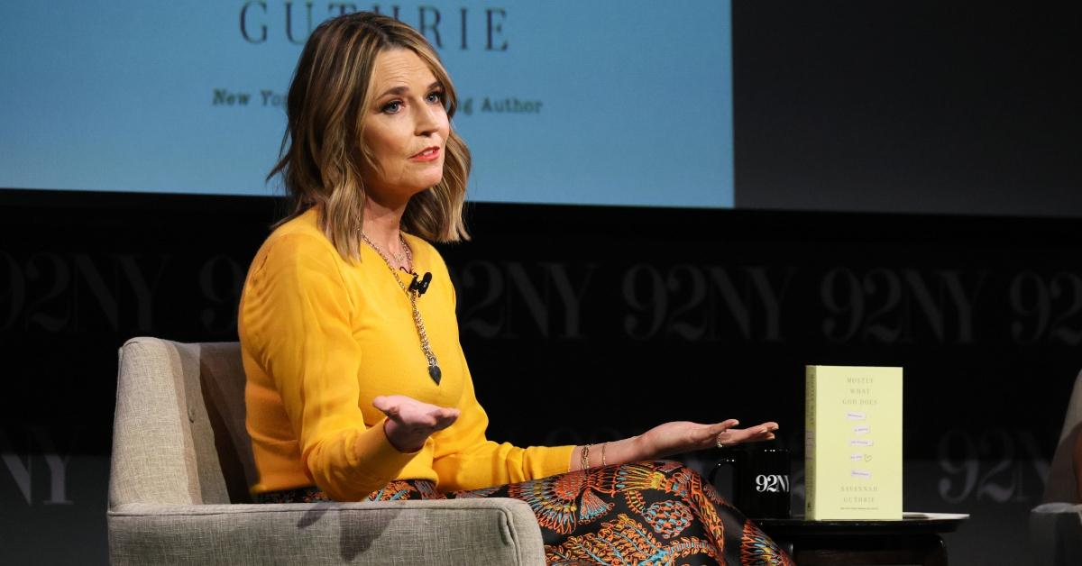 Savannah Guthrie speaks onstage during Savannah Guthrie in Conversation with Hoda Kotb