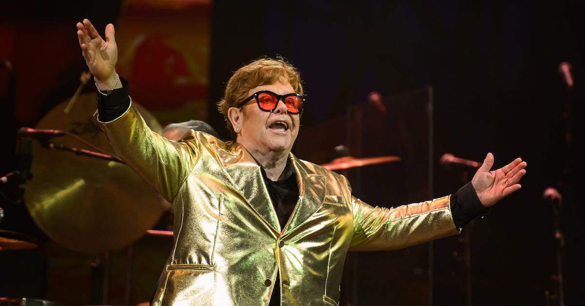 Elton John on stage during the Glastonbury Festival 2023 on June 25, 2023