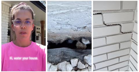 A woman discussing why she has to water her house in Texas