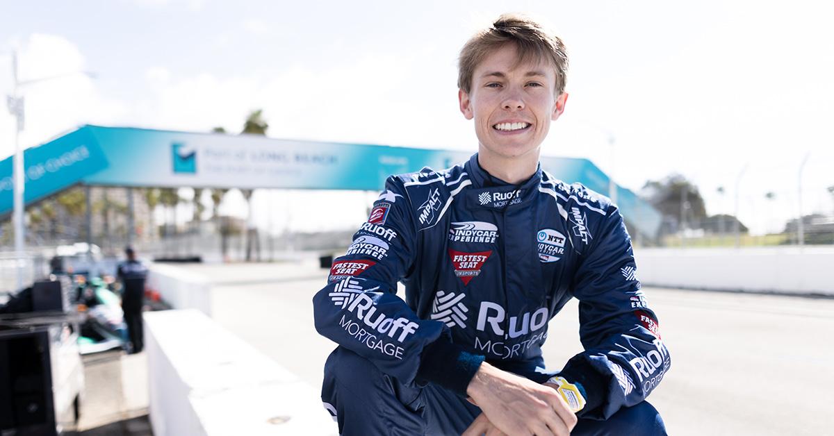 Tanner Fox at the 2022 Grand Prix of Long Beach Media Day in 2022. 