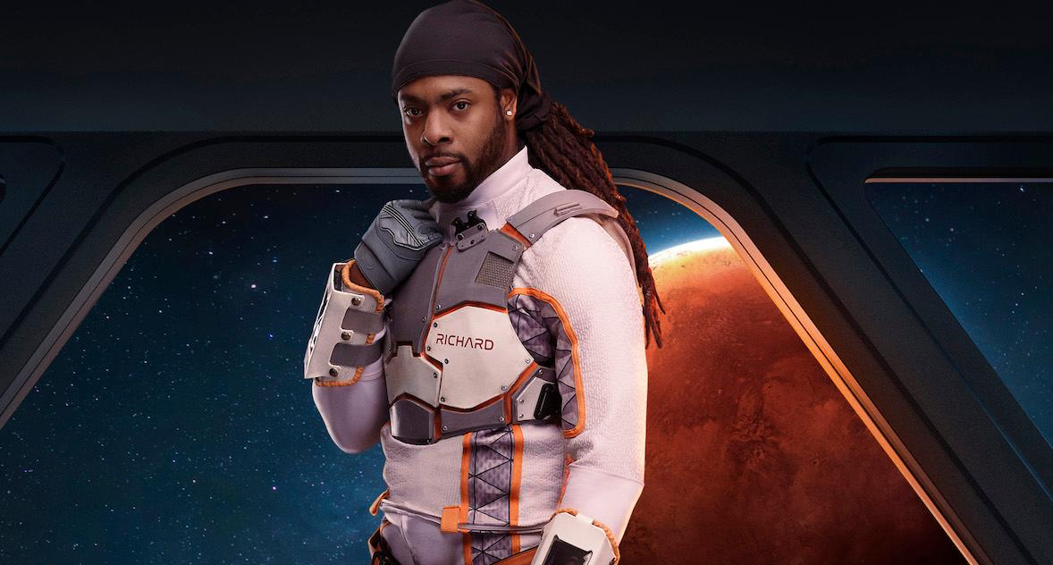 Richard Sherman in his space suit on Stars on Mars