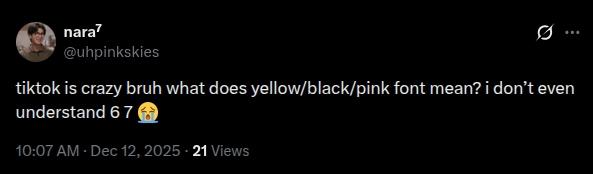 X post about color font theories on TikTok.