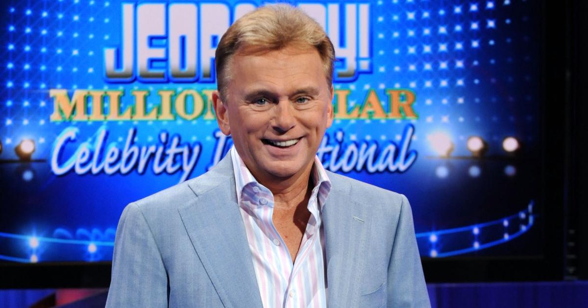 Pat Sajak is interviewed on the set of the "Jeopardy!" Million Dollar Celebrity Invitational Tournament