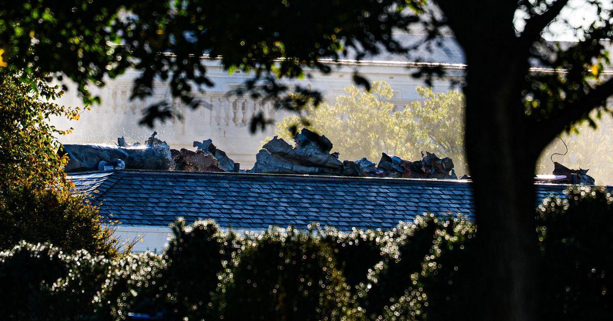 An image of the East Wing being demolished. 