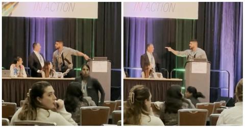 A husband confronted and slapped the man who allegedly sexually assaulted his wife a few years ago.