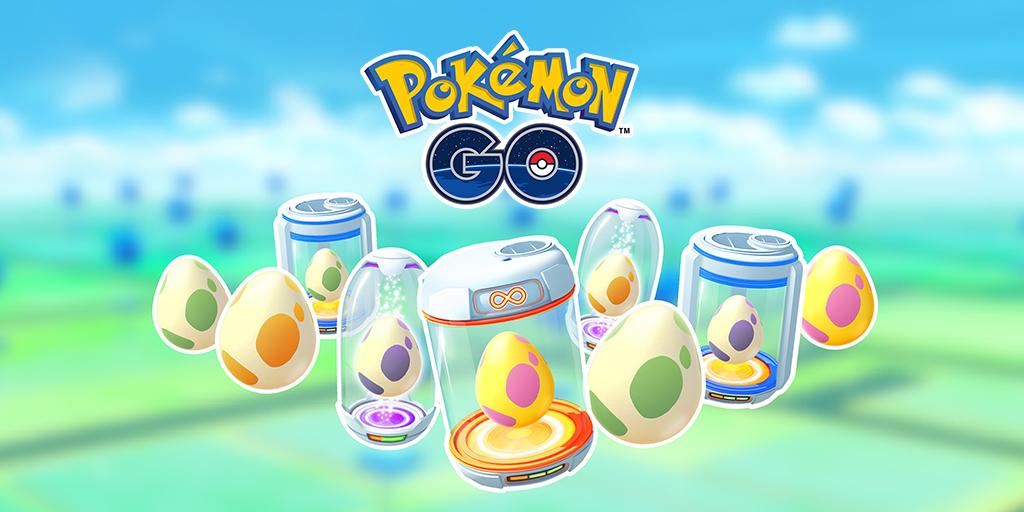 Eggs of various colors in different incubators in 'Pokémon GO"