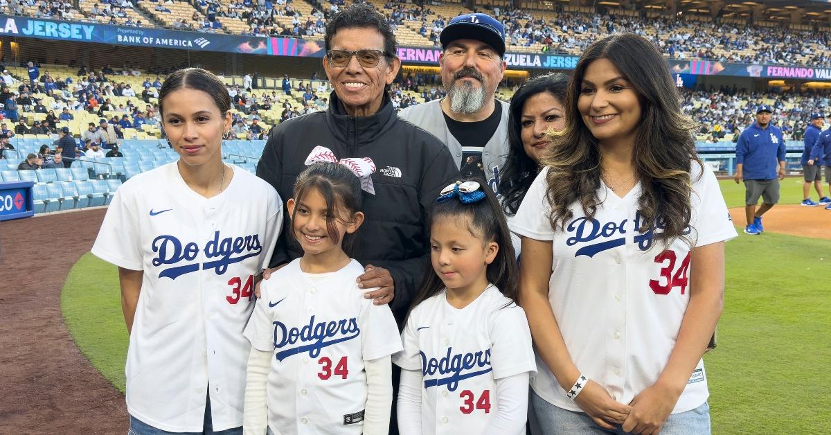 Fernando Valenzuela with family at Jersey Day give away