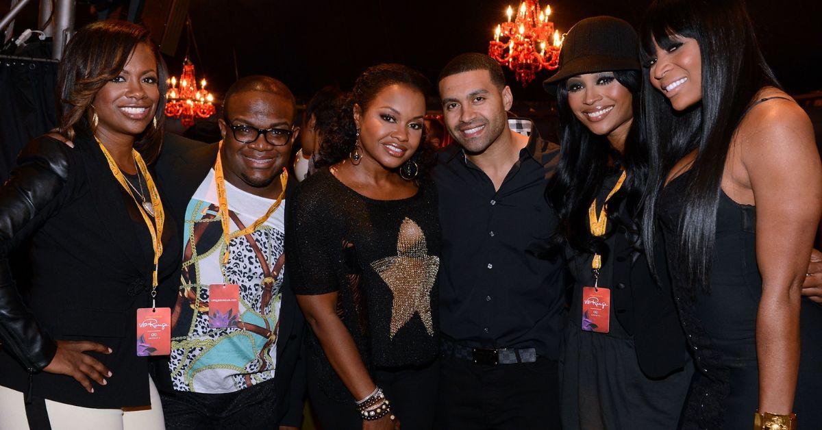 (l-r): Kandi Burruss, Derek J, Phaedra, Apollo Nida, Cynthia Bailey and Marlo Hampton, at Atlantic Station.