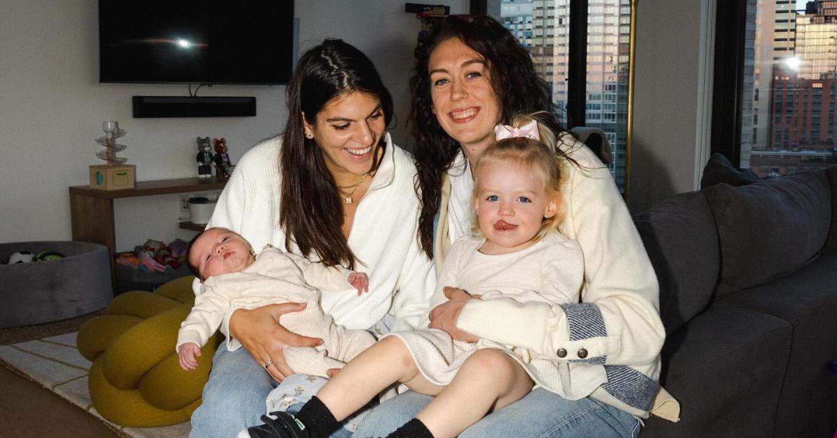 Breanna Stewart with her wife, Marta Xargay Casademont, and their two kids.