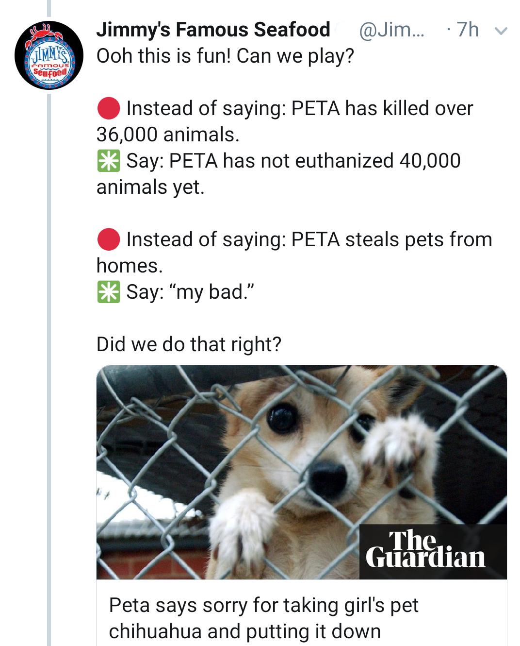 jimmys peta tweet