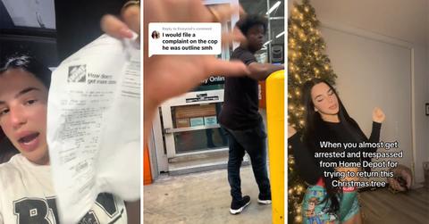 A woman couldn't return a Christmas tree to Home Depot and was accused of fraud