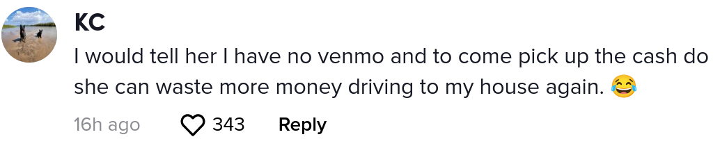 Comment on a viral post about a woman asking her friend for $2 in gas after giving him a ride.