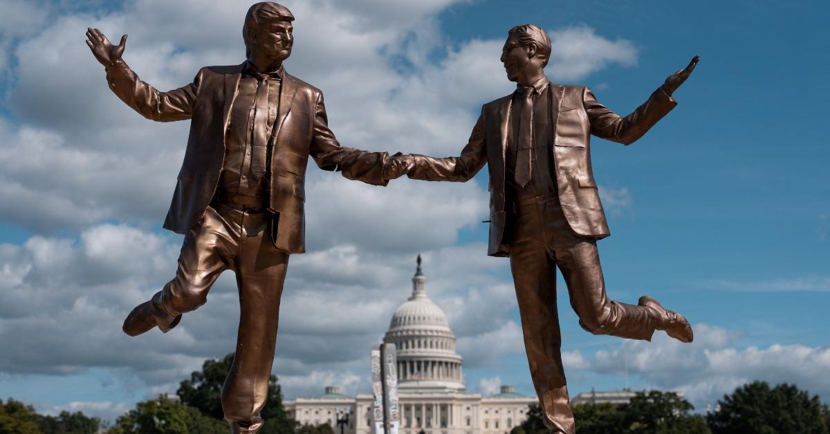 The Epstein Trump friendship statue on the National Mall.