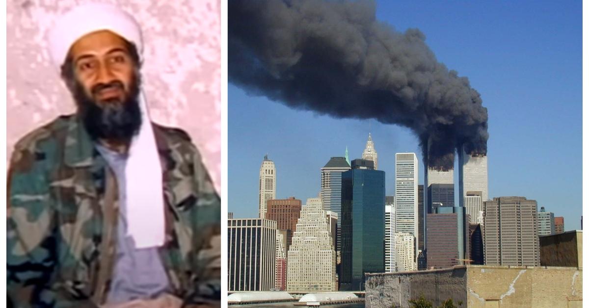 (L-R): Osama bin Laden; World Trade Center in New York during 9/11