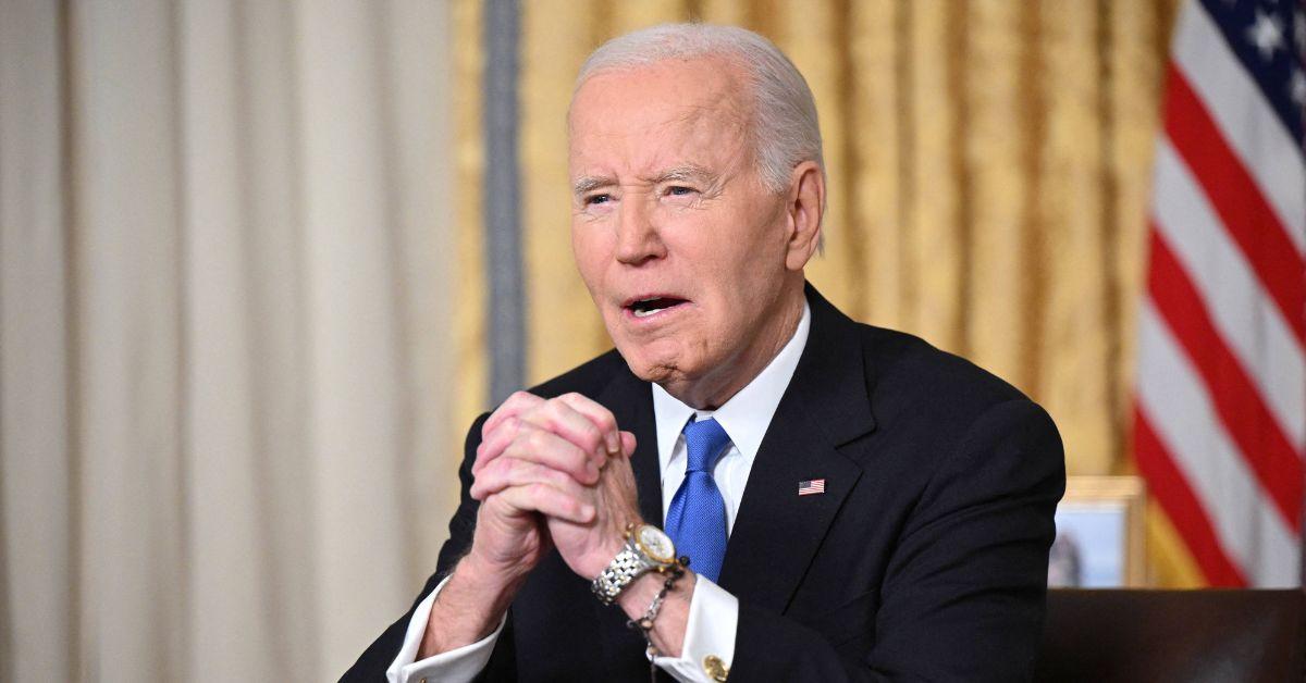 Joe Biden delivering his farewell address. 