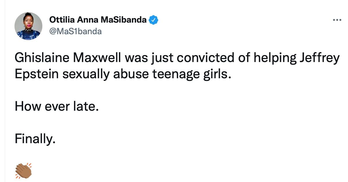 A tweet about Ghislaine Maxwell 