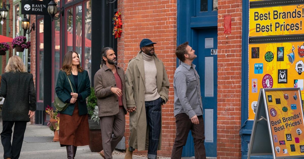 (l-r): Tina Fey as Kate, Marco Calvani as Claude, Colman Domingo as Danny, and Will Forte as Jack in Episode 105 of The Four Seasons