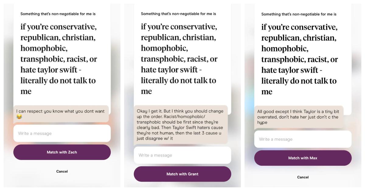 tiktoker says no republicans on hinge progile