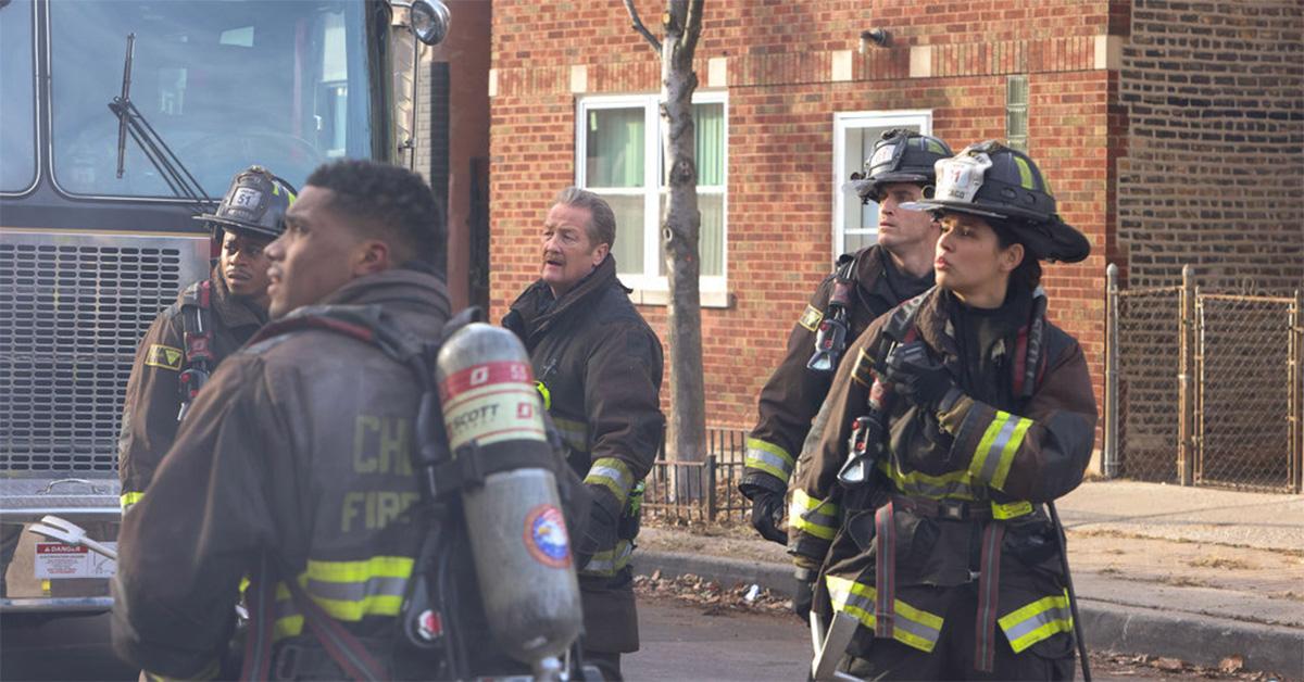 The cast of 'Chicago Fire' preparing to battle a fire. 