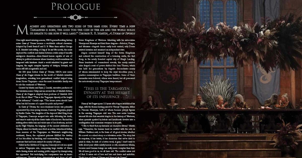 Prologue from 'House of the Dragon: Inside the Creation of a Targaryen Dynasty'
